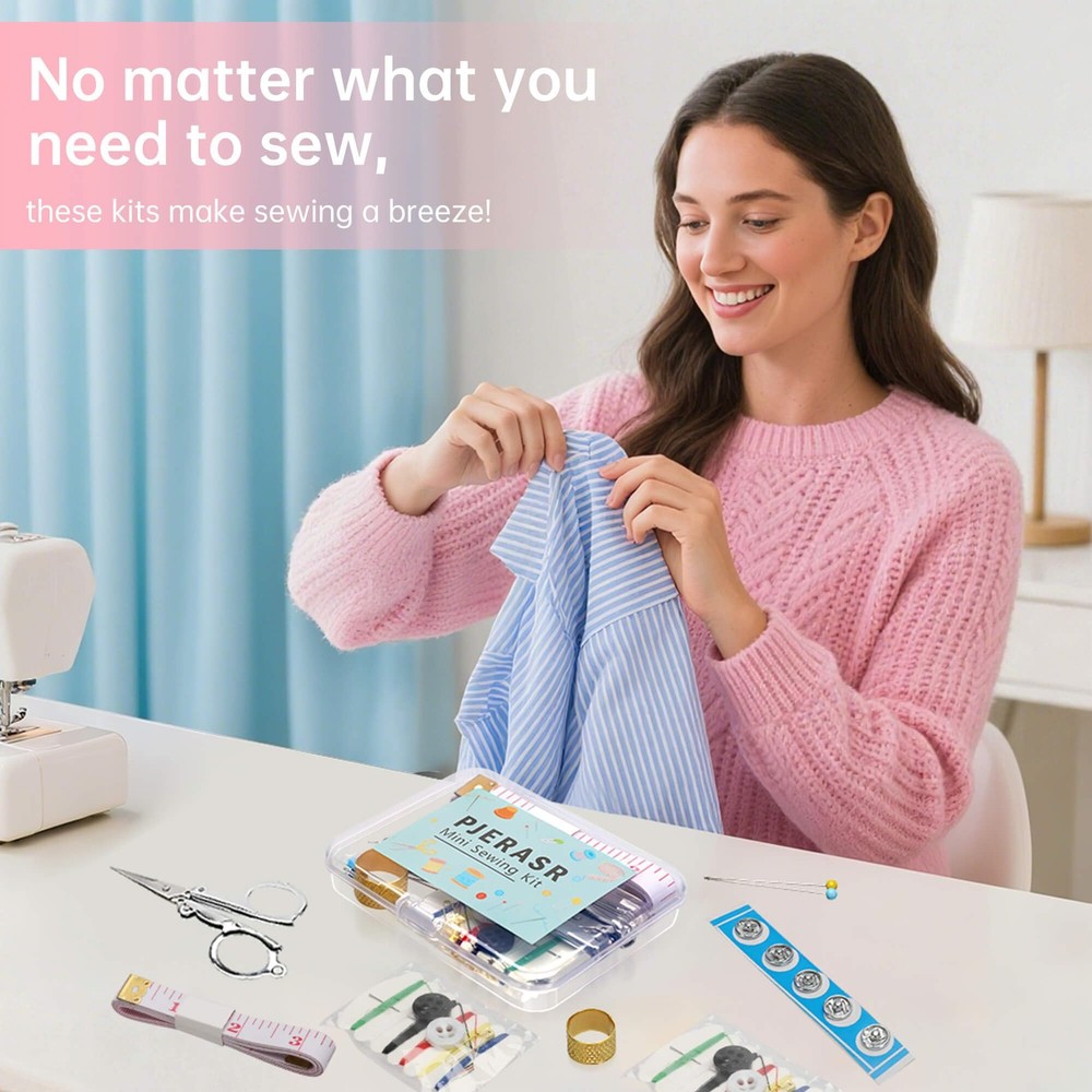 Min Sewing Kit, Travel Kit with Multi-Color Threads, Scissors, various