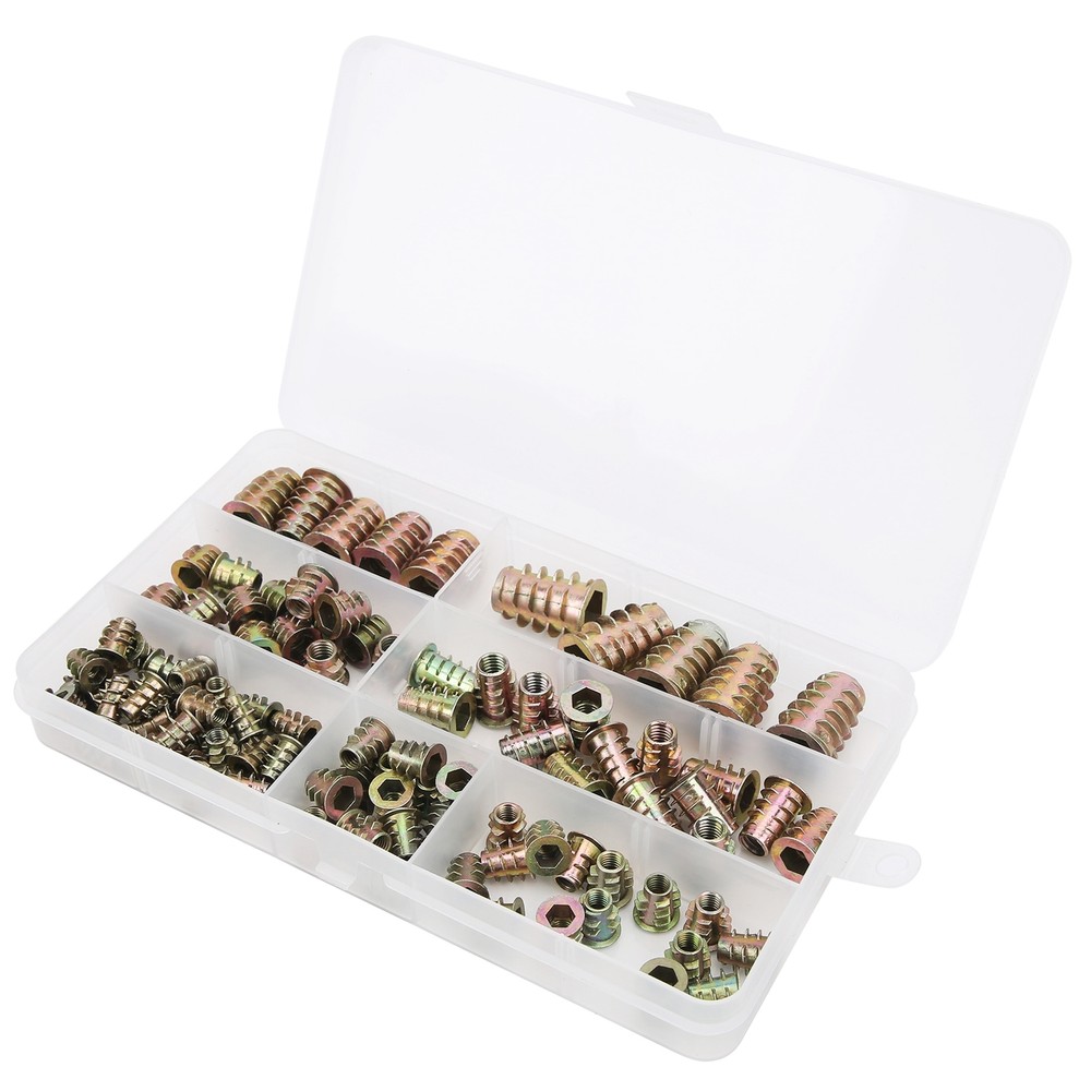 100Pcs Hex Socket Drive Insert Nuts Set Thread Screw Fasteners M4/M5/M6/M8/M10