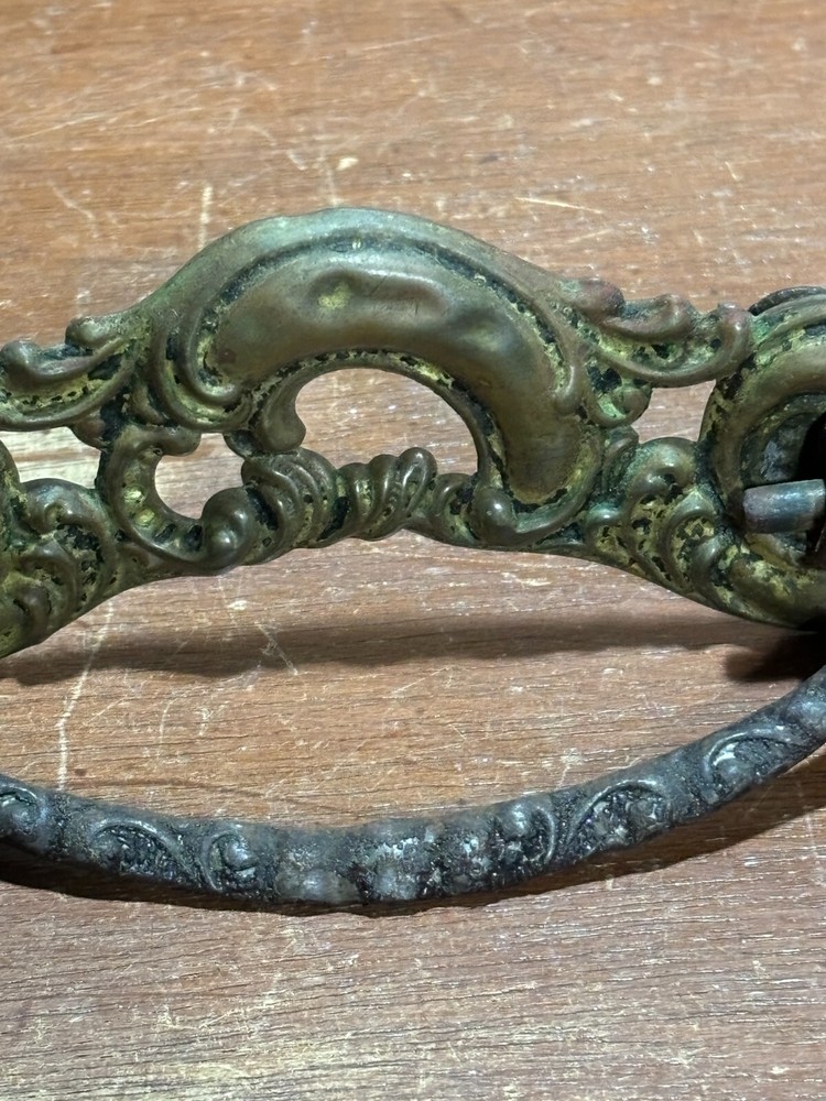 2 Vintage Stamped Metal Drawer Pulls Drop Bails. 3 inch CTC