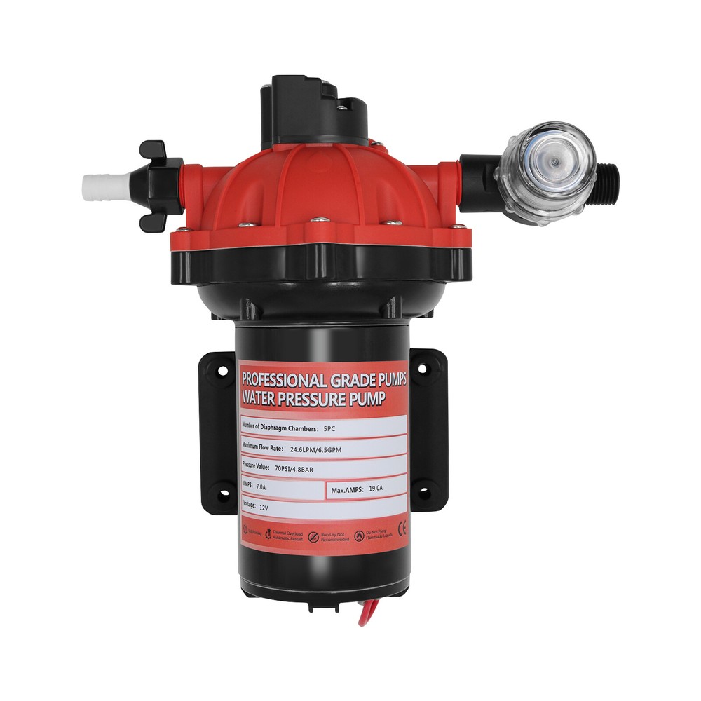 70 PSI High Pressure RV Water Pump Diaphragm DC 12V Self-Priming Pump 6.5 GPM