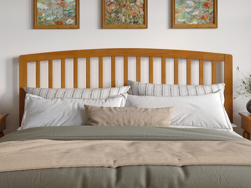 Light Toffee Richmond King Solid Wood Headboard with Charger Upgrade