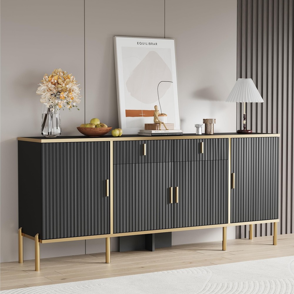 60" Modern Buffet Cabinet with Storage, Buffets & Sideboard with Drawers, Adj...