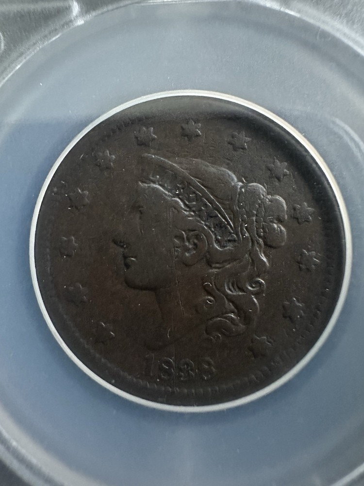 1838 large cent SEGS VF-20