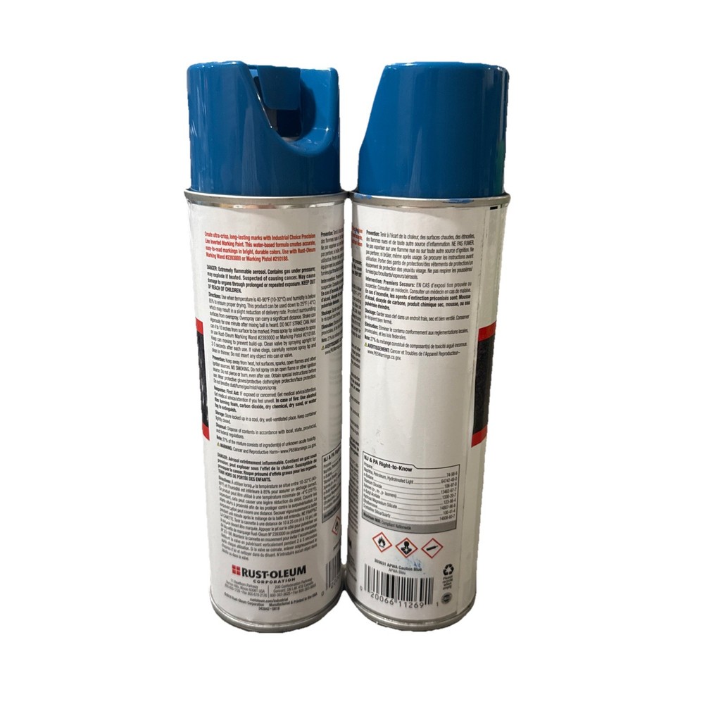 Rust-Oleum 203031 Precision Line Marking Paint APWA Blue 17oz 2 Pack