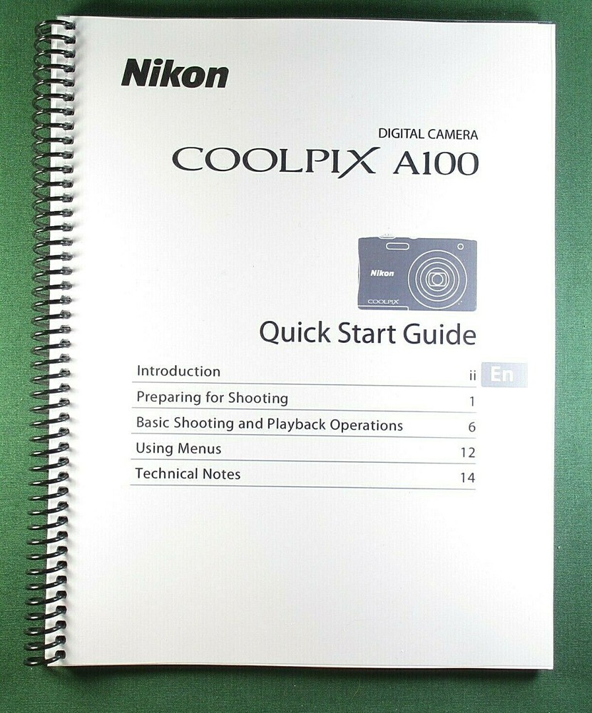 Nikon CoolPix A100 Quick Start Guide: 36 Pages & Protective Covers