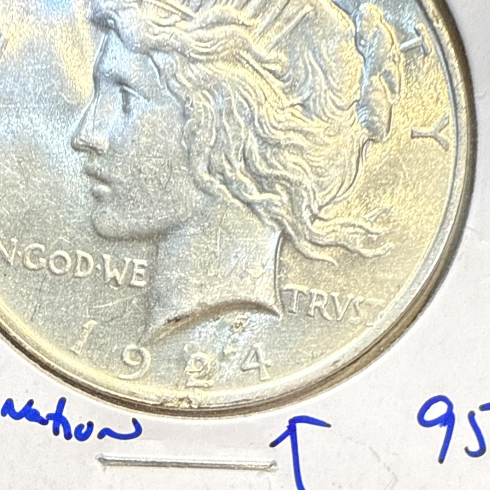 1924 Lamination Error $1 Peace Silver Dollar