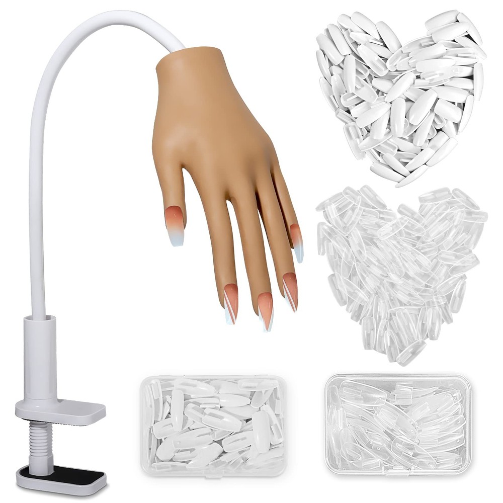 Practice Hand for Acrylic Nails- Silicone Nail Hand Practice Upgrade Nail Tip...