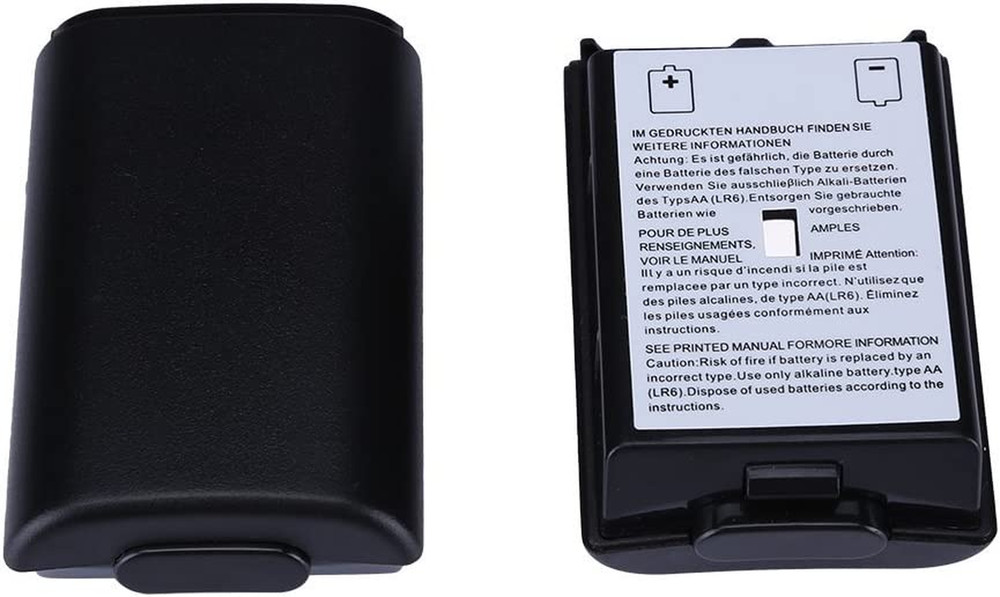 2X Black Battery Pack Cover Shell Case Kit for Xbox 360 Wireless Controller (Bla