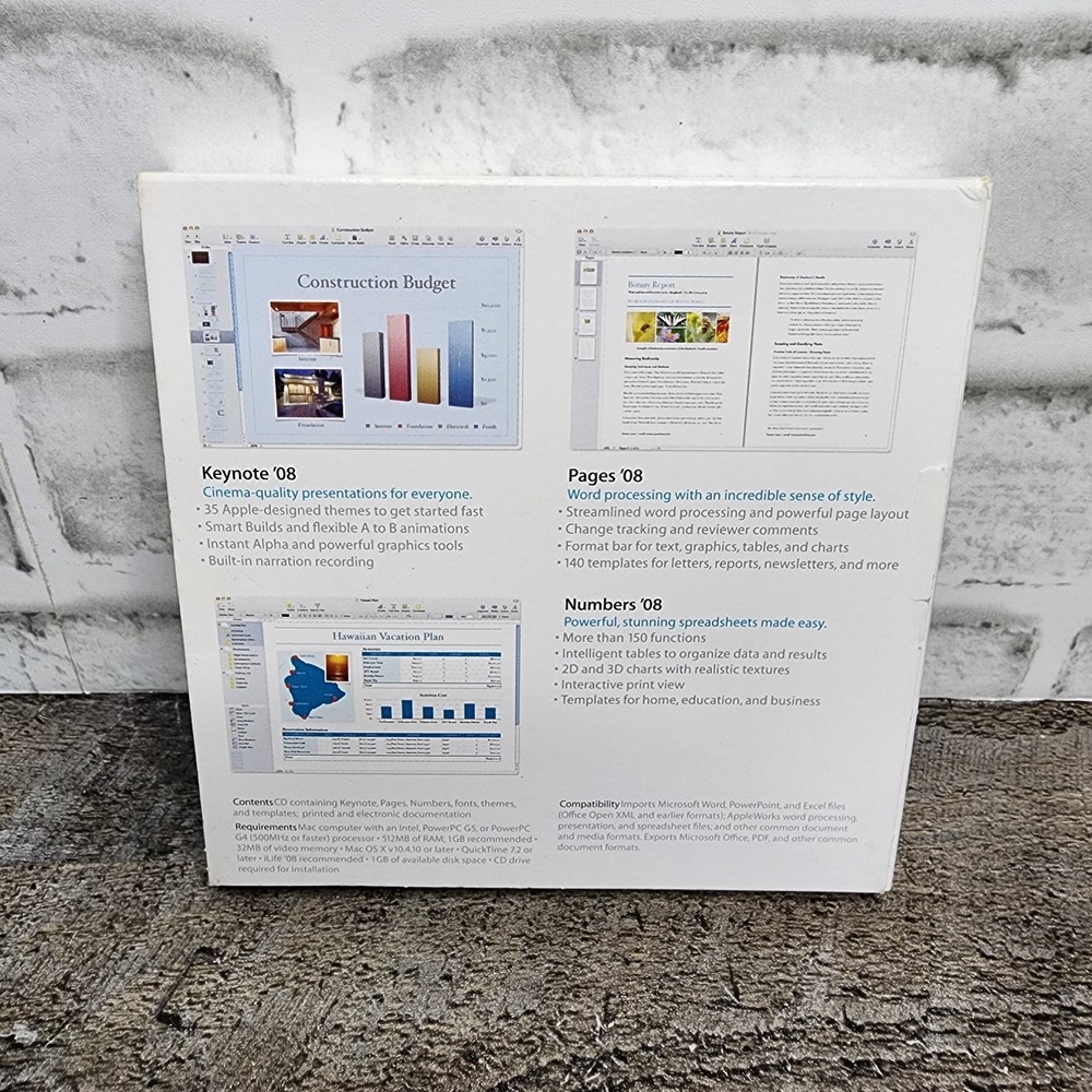 iWork 2008 Retail Pack for Apple Macintosh OS