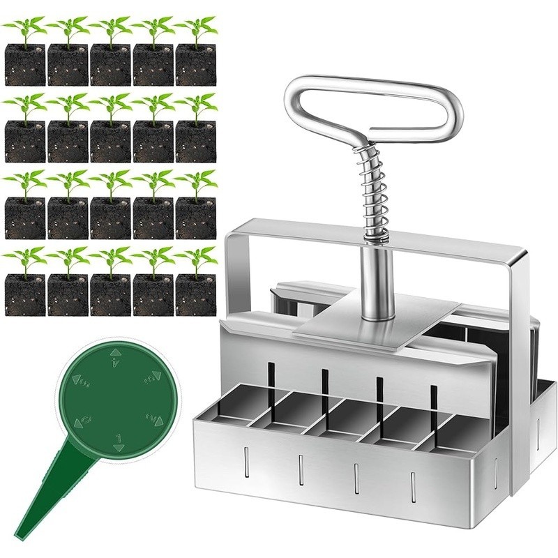 Handheld Soil Block Maker Stainless Steel Tool Seed Germination Transplanting US
