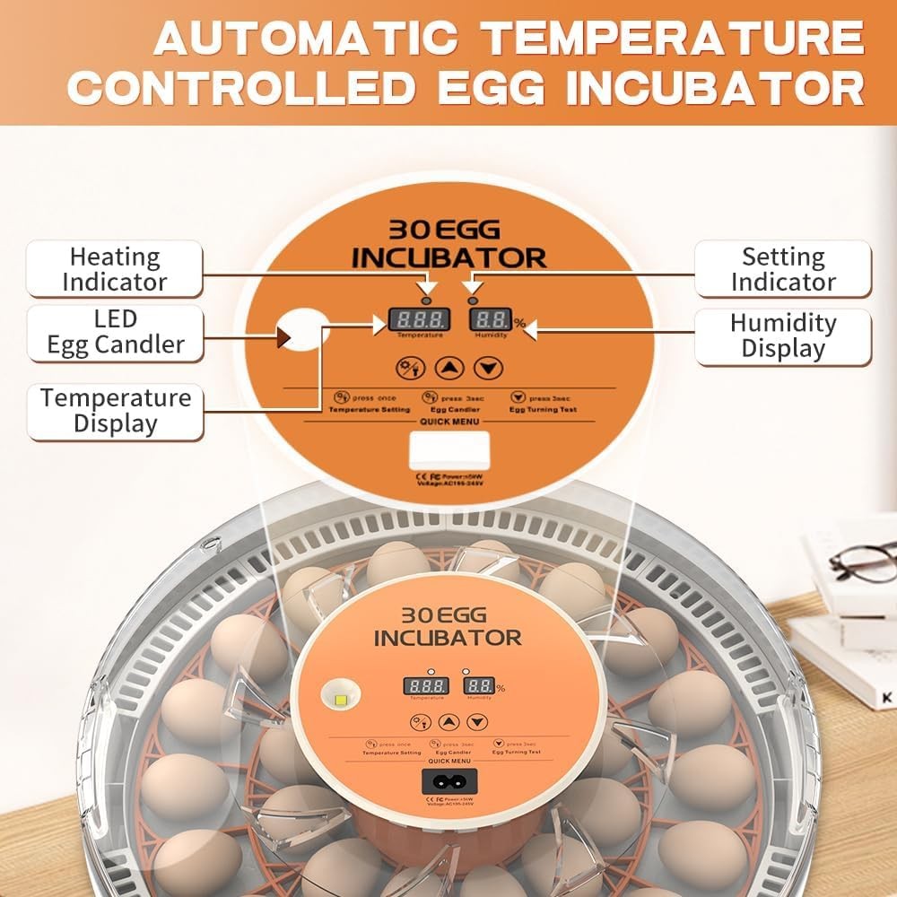 Smart Lite 30-Egg Incubator for Experienced Hands-On Hatchers, Auto Egg Turn,...