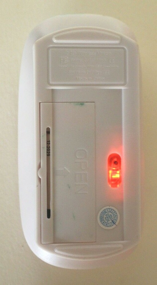 Computer Mouse Wireless Scroll Wheel White, Red LED USB Dongle for Laptop PC Mac