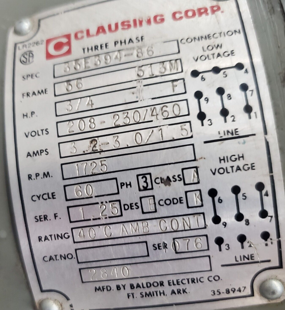 CLAUSING CORP 14" VARIABLE SPEED DRILL PRESS MODEL 1689 RPM 1725 208 VOLTS 3.2A