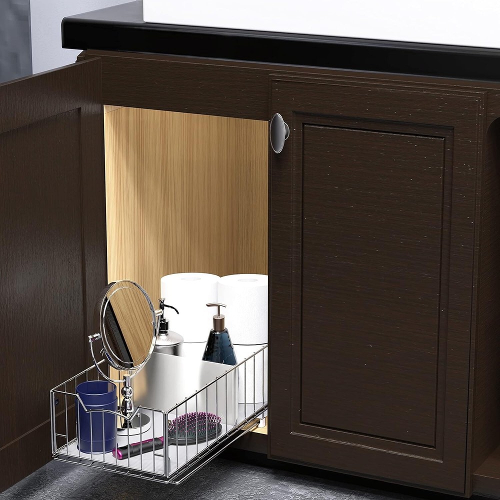 Simple Houseware Pull Out Cabinet Sliding Basket Chrome