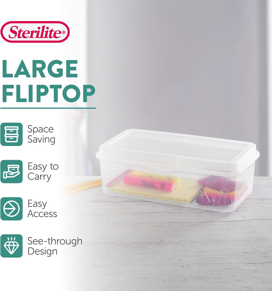 Clear Stackable Storage Bins with Hinging Lids - 12 Pack