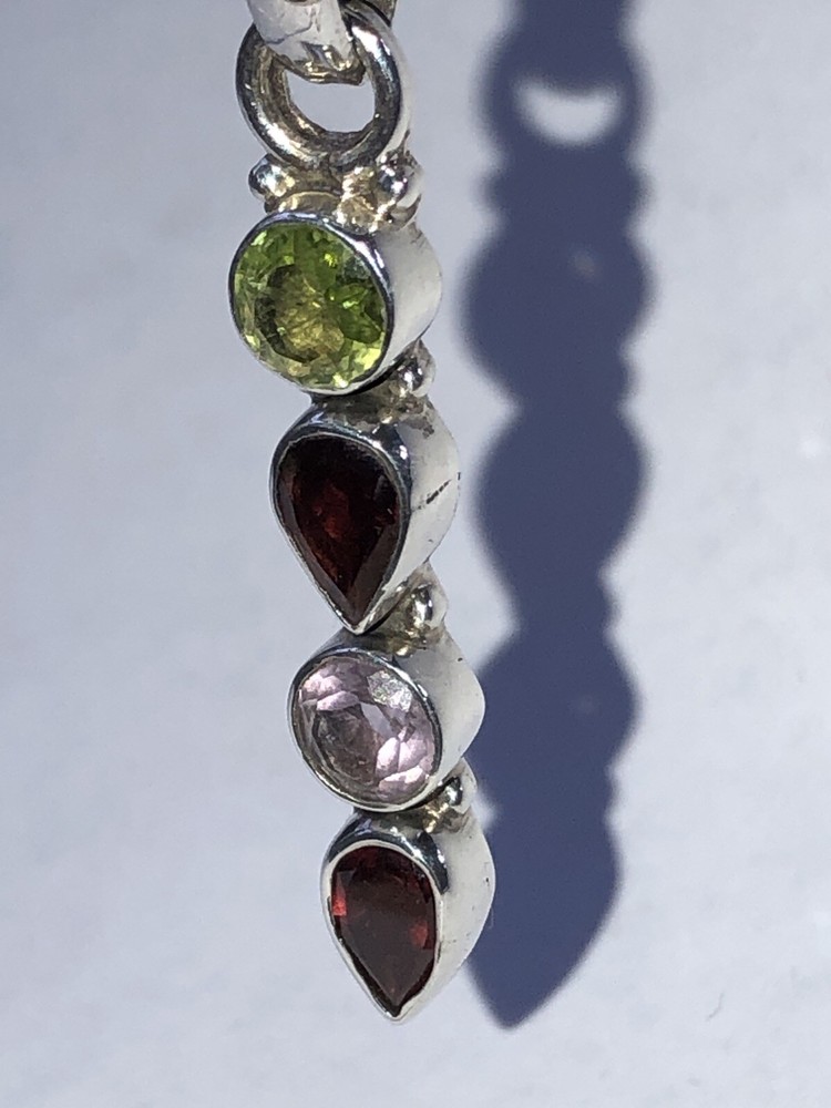 Handcrafted Mixed Gemstones Pendant 1.625”
