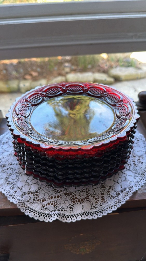 Small Vintage Avon Ruby Red Glass Cape Cod 7” Plate
