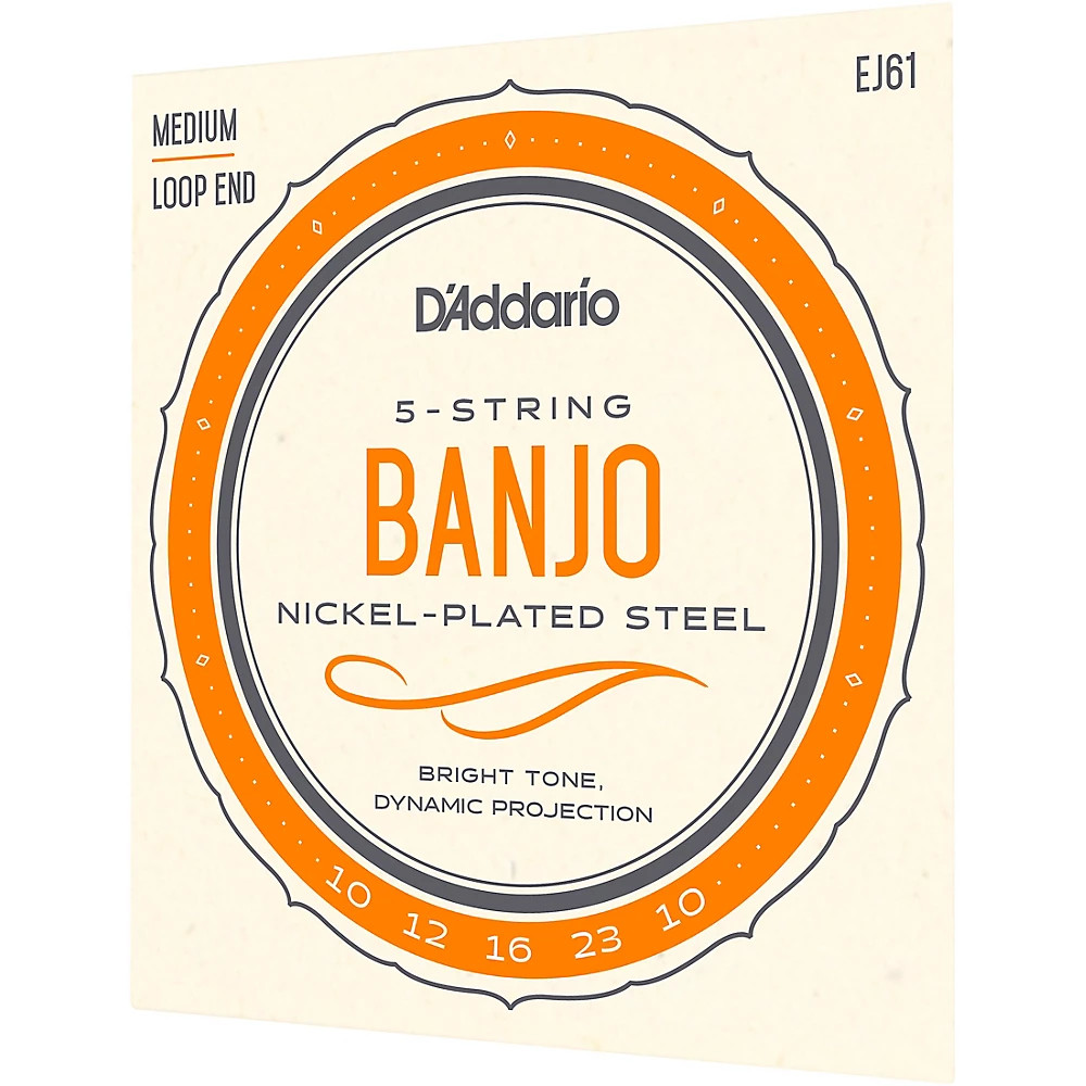 D'Addario EJ61 Nickel 5-String Medium Banjo Strings (10-23)