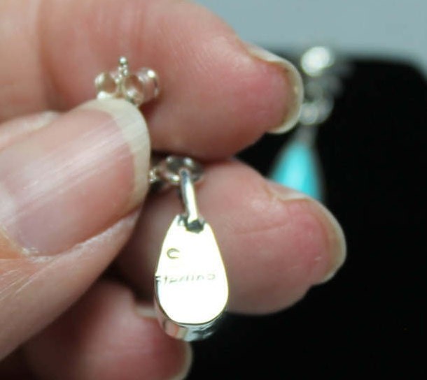 Sleeping Beauty and Sterling Silver Drop Earrings