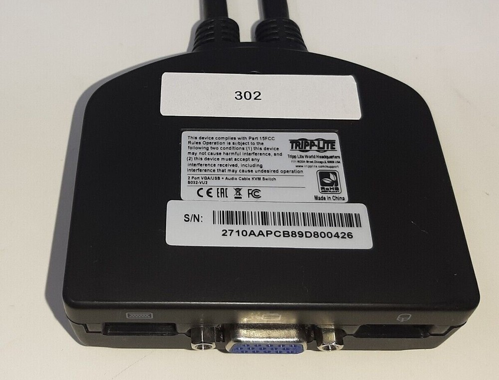 Tripp Lite 2-Port USB/VGA Cable KVM Switch with Cables and USB Peripheral 302