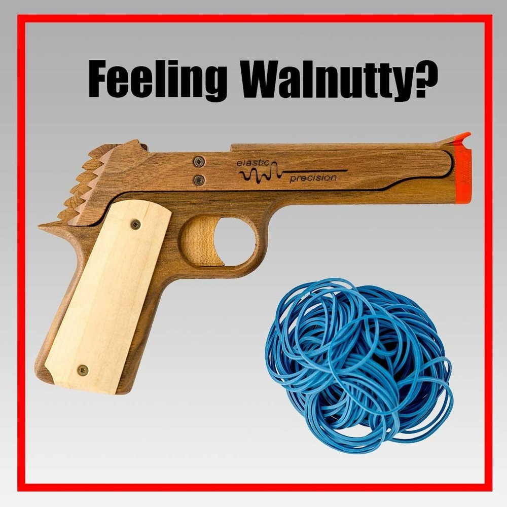 Elastic Precision Model 1911 Rubber Band Gun Made From Black Walnut
