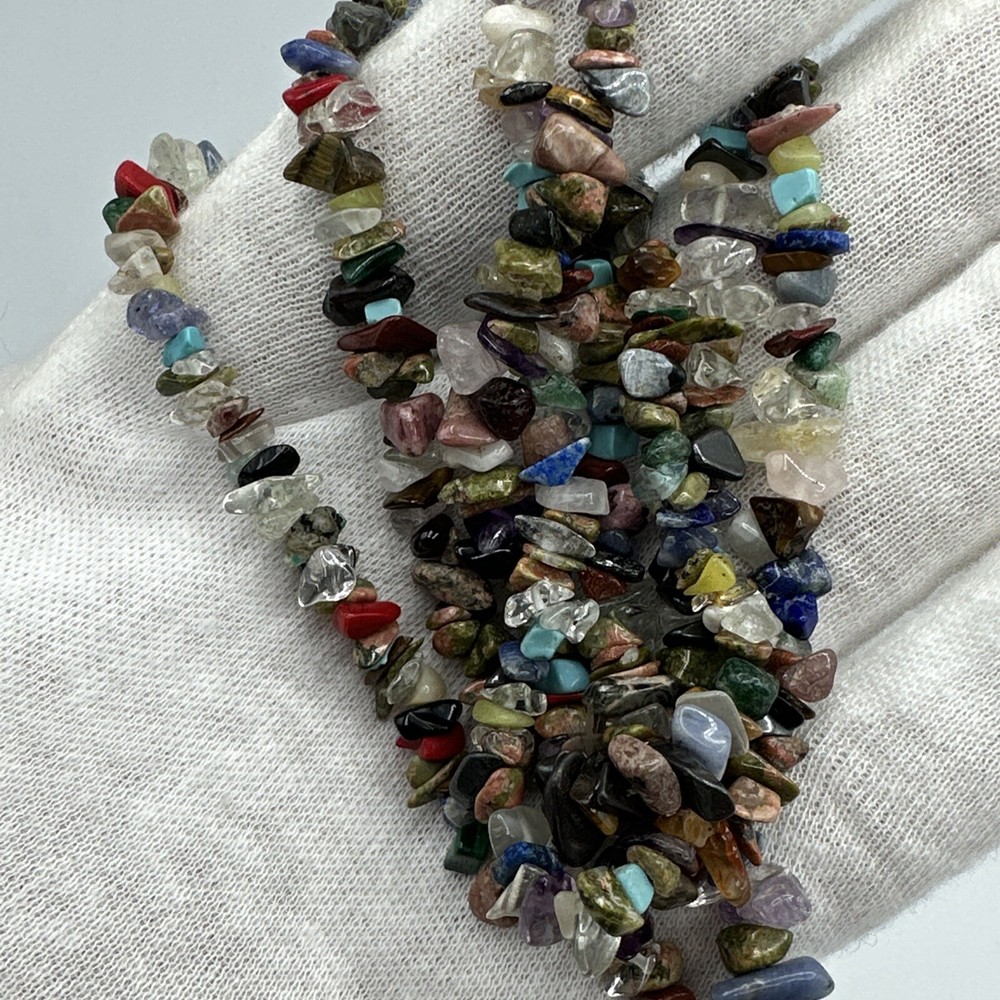 Multi gemstone chip, necklace, unisex #278