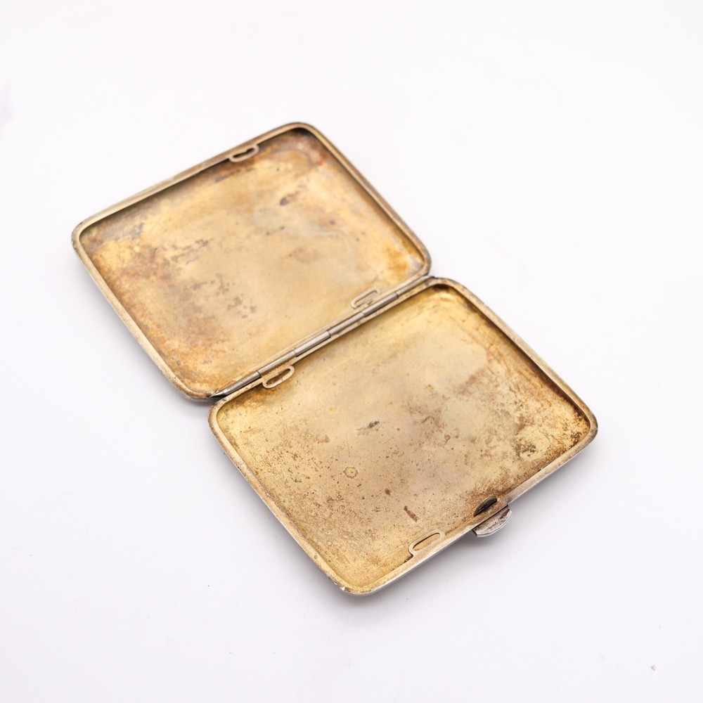 Edwardian 1905 German Enameled Cigarette Case Box In .800 Silver
