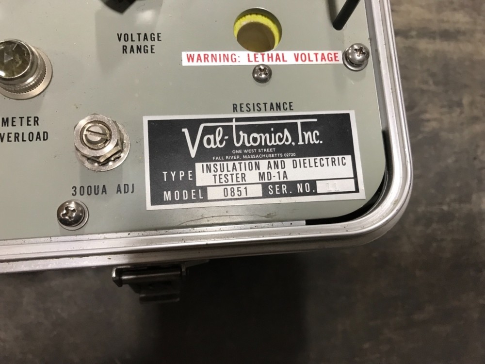 VAL-TRONICS INSULATION AND DIELECTRIC TESTER MD-1A MODEL 0851