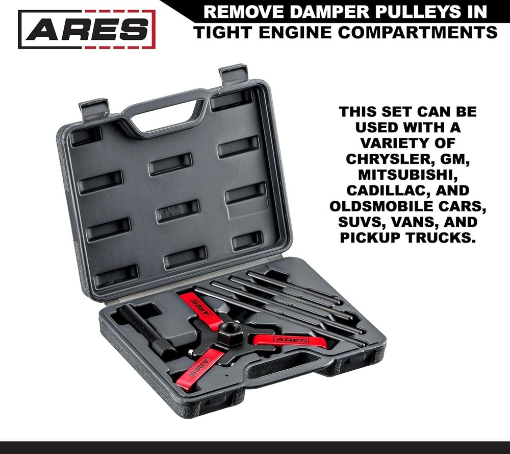 ARES 71002 - Harmonic Balancer Puller Kit - Adjustable 3-Jaw Puller Fits Most...