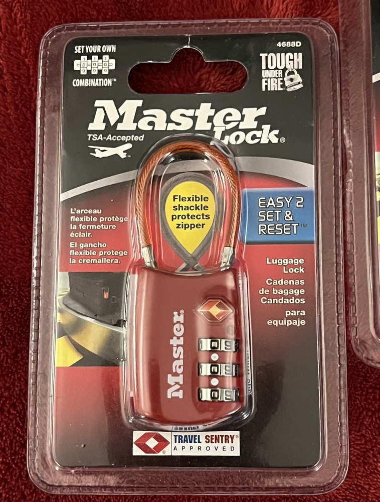 BUNDLE~ 2 MASTER LOCKS 4688D BLACK & RED TSA Approved Easy Set & Reset Combo NEW