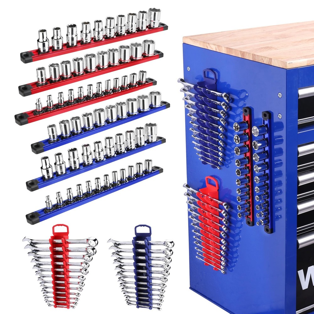 WORKPRO 8-Piece Magnetic Socket Organizer and Wrench Set,...