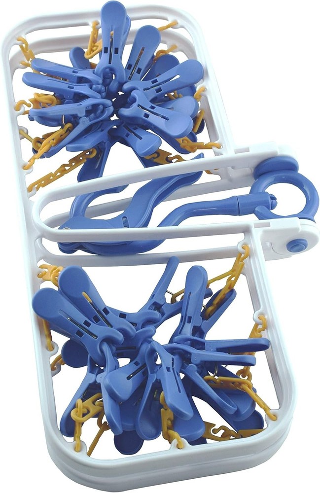Foldable Plastic Hanging Dry Rack with 28 Clothespins - Space Saver Drier