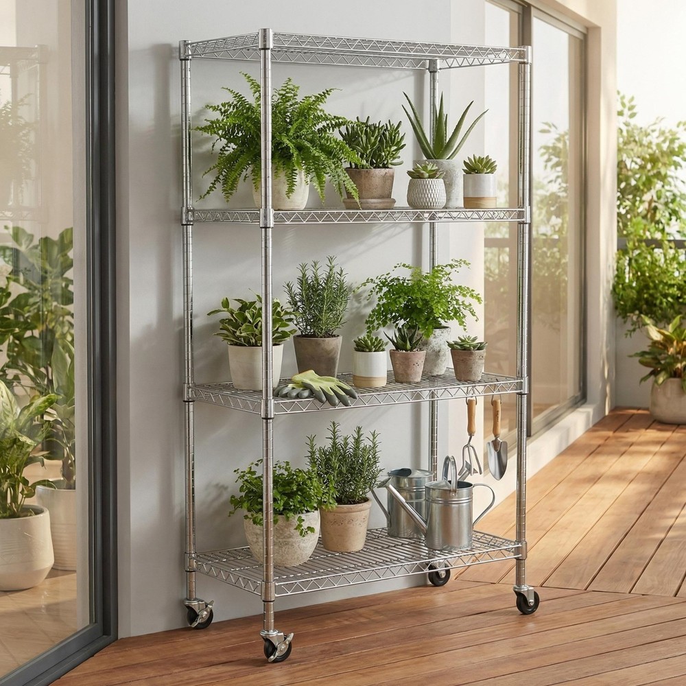 4-Tier Heavy-Duty Wire Shelving Unit Adjustable Rustproof Storage Rack