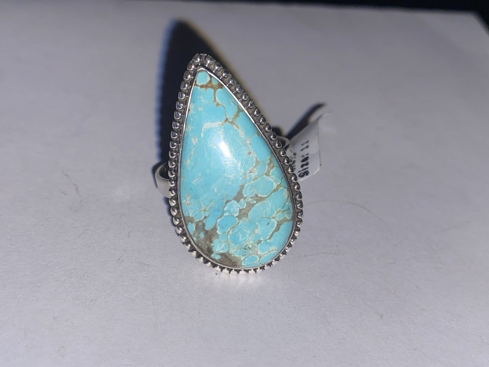 sterling silver stunning #8 turquoise ring size 11 adjustable new