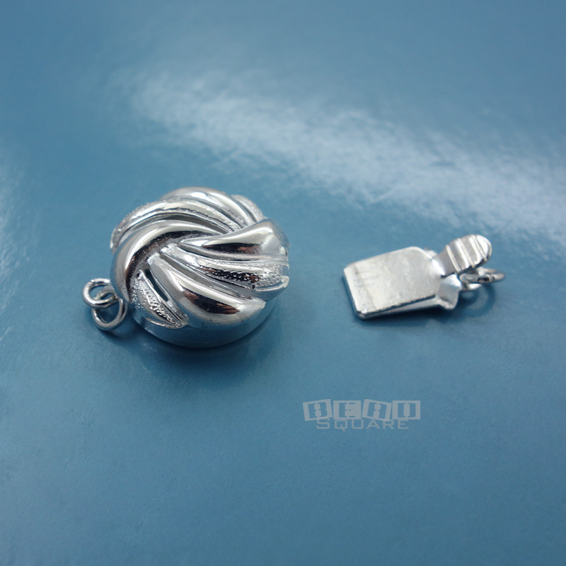Solid Sterling Silver 13mm Swirl / Braid Round Box Clasp Connector #33271