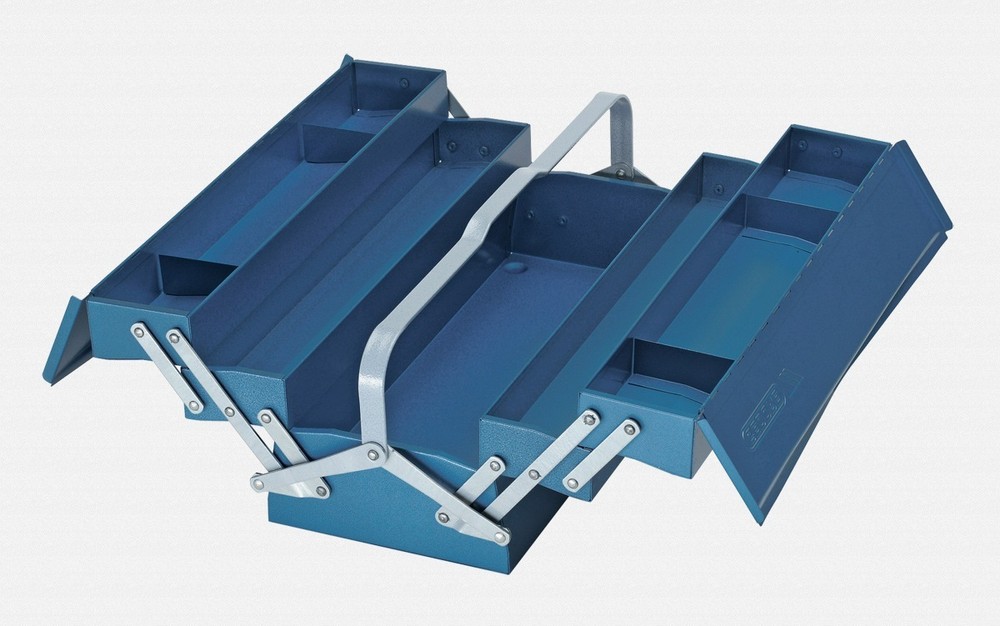 Gedore Tool Box, 5 Compartment, Long Pattern Blue Powder Coat  - Made In Austria