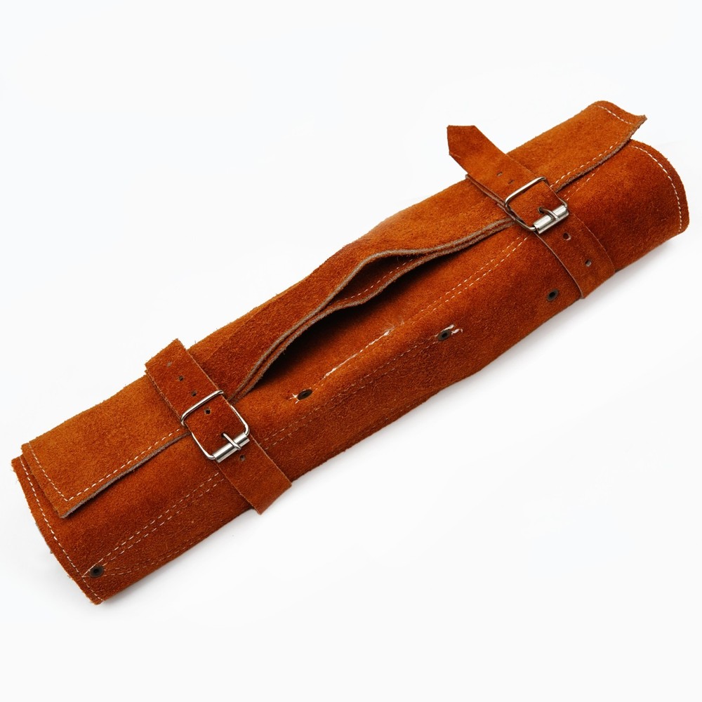 CUSTOM HANDMADE D2 HAMMERED PATTERN 5 PIECES CHEF SET WITH LEATHER CARRYING BAG