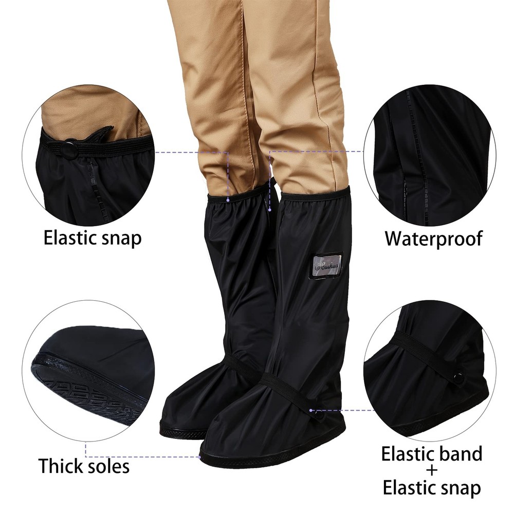 Waterproof Rain Boot Shoe Cover with Reflector Reusable & Foldable X-Large