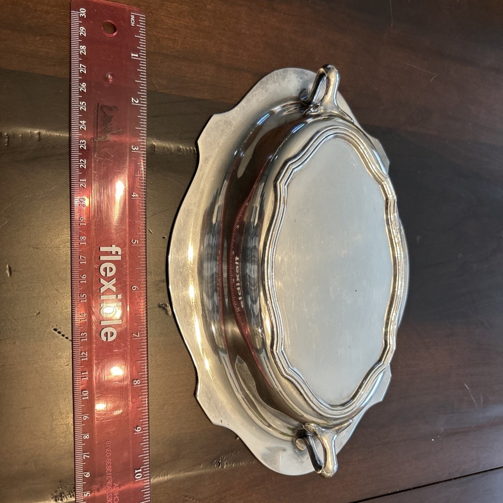 Vintage Silver 10” Oval Dish
