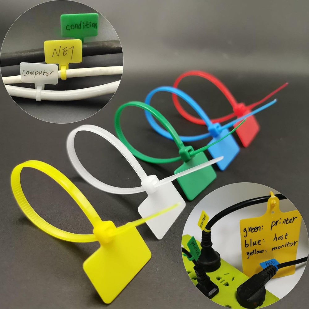 Cable Marker Tie Tags, 104Pcs Self-Locking Zip Tags Write on Label, Nylon Wire L