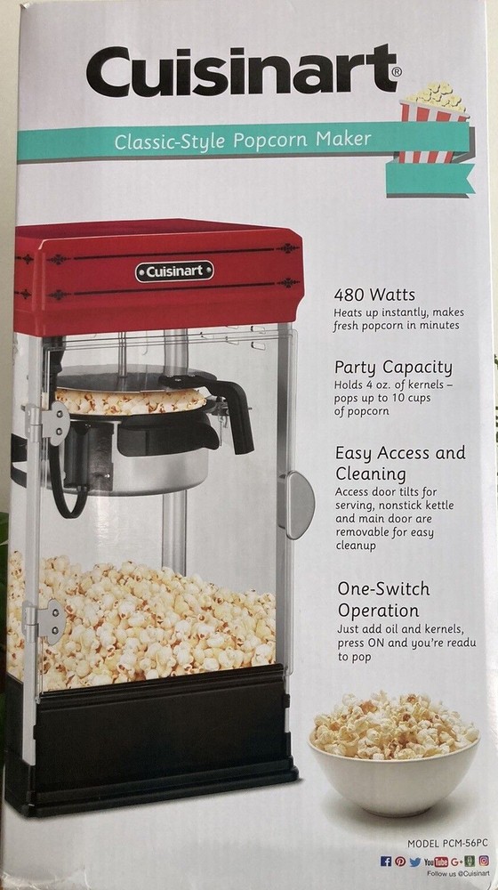 Cuisinart PCM-56PC  Classic-Style Popcorn Maker Red 10 Cups