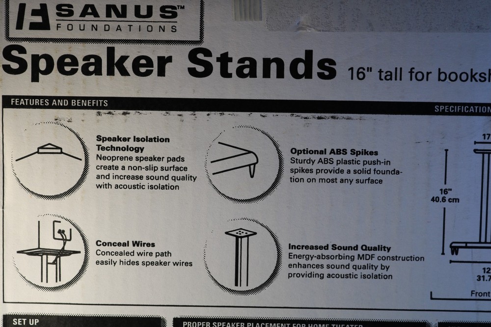 SANUS Foundation BF16-B1 16 Inch Basic Series Speaker Stands New In Box