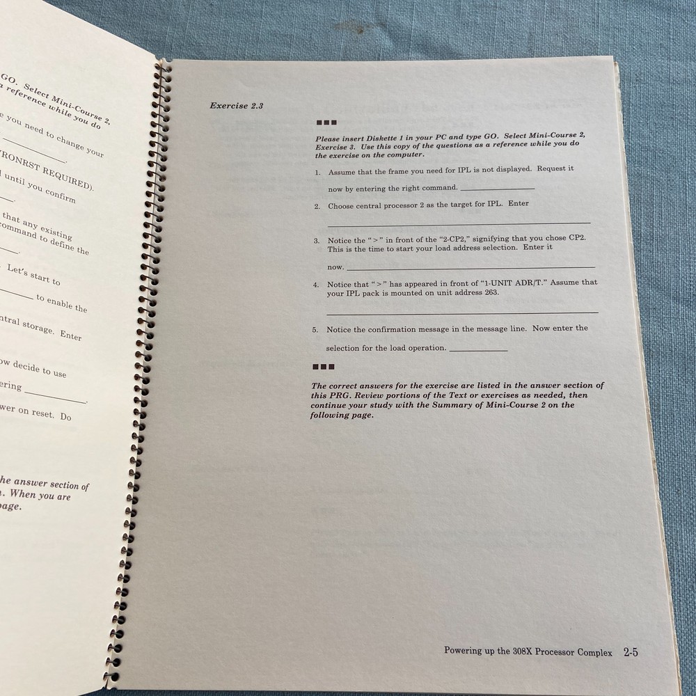 IBM SRA Computer Training Library 308X Hardware Operator Reference Guide Vintage