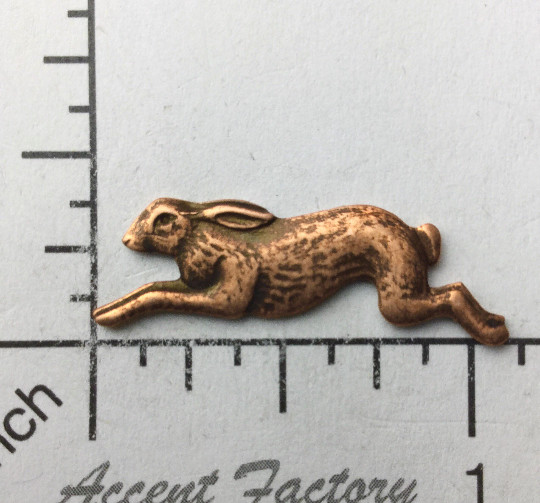 42145         2 Pc Lot Copper Oxidized Running Rabbit Brass Jewelry Finding
