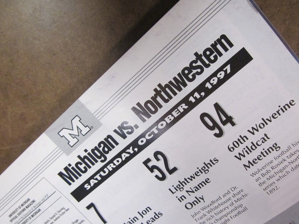 Michigan vs Northwestern Game Day Program - Lloyd Carr - 1997