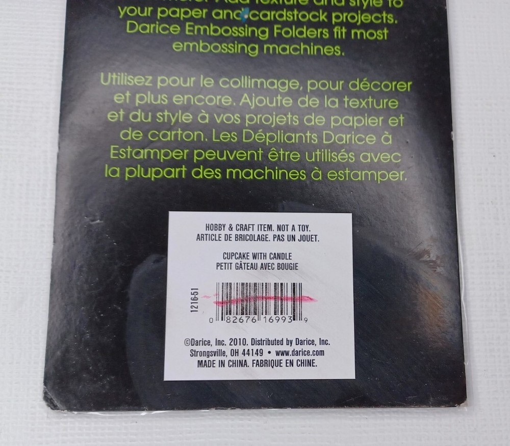 Darice Embossing Essentials Embossing Folder Cupcake With Candle