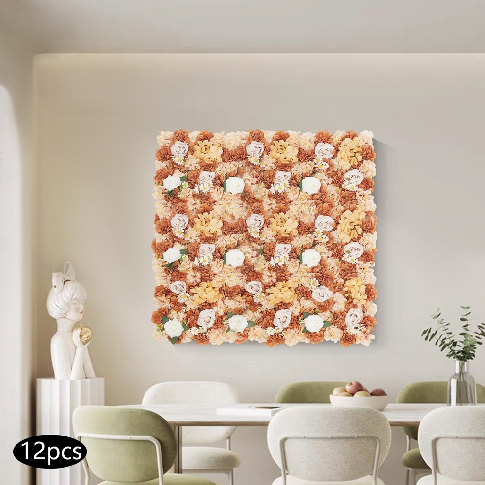 12Pcs Handmade Artificial Flower Wall Panels for Wedding Party Backdrops