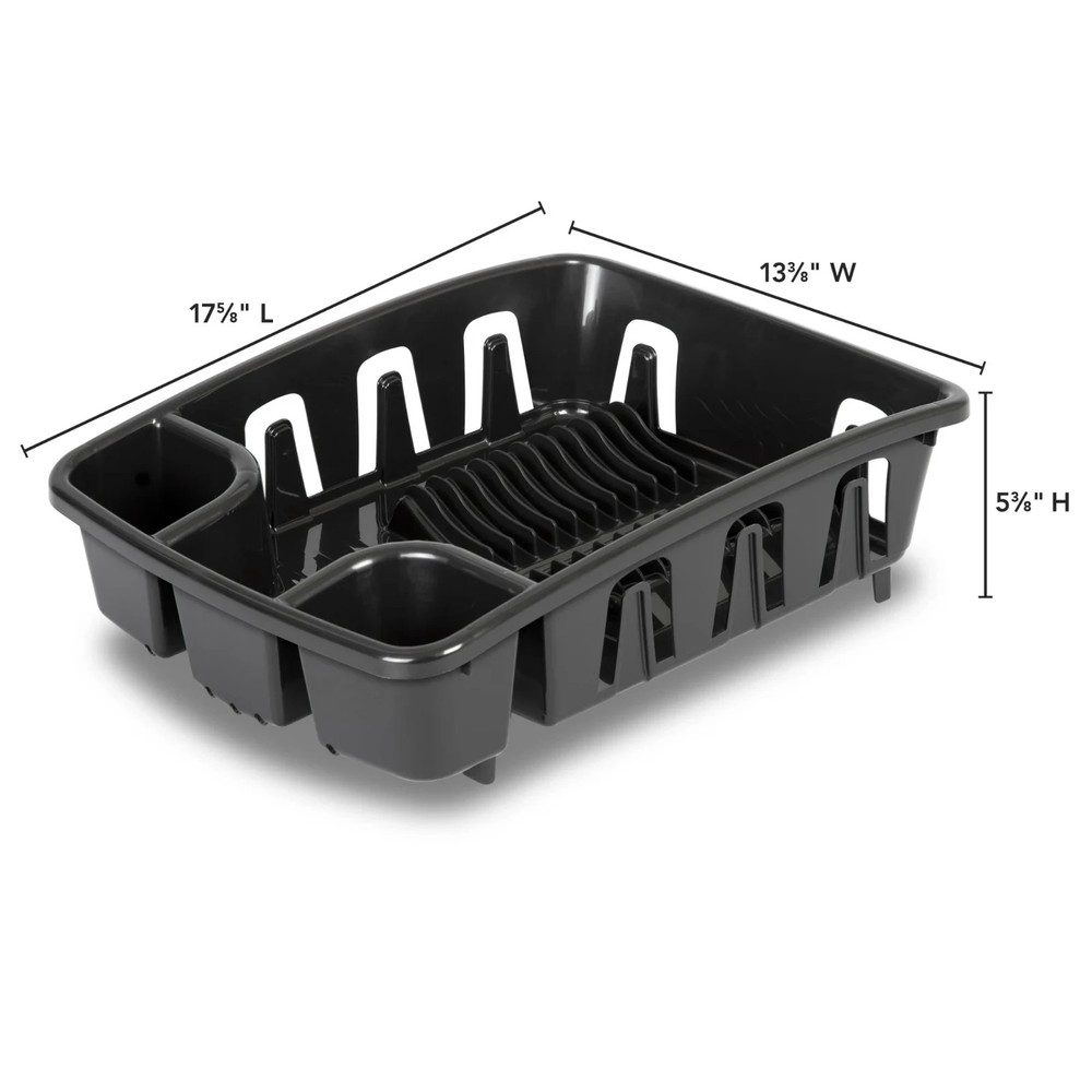 Dish Drying Rack, Sterilite Dish Rack with Self Draining Base, Black