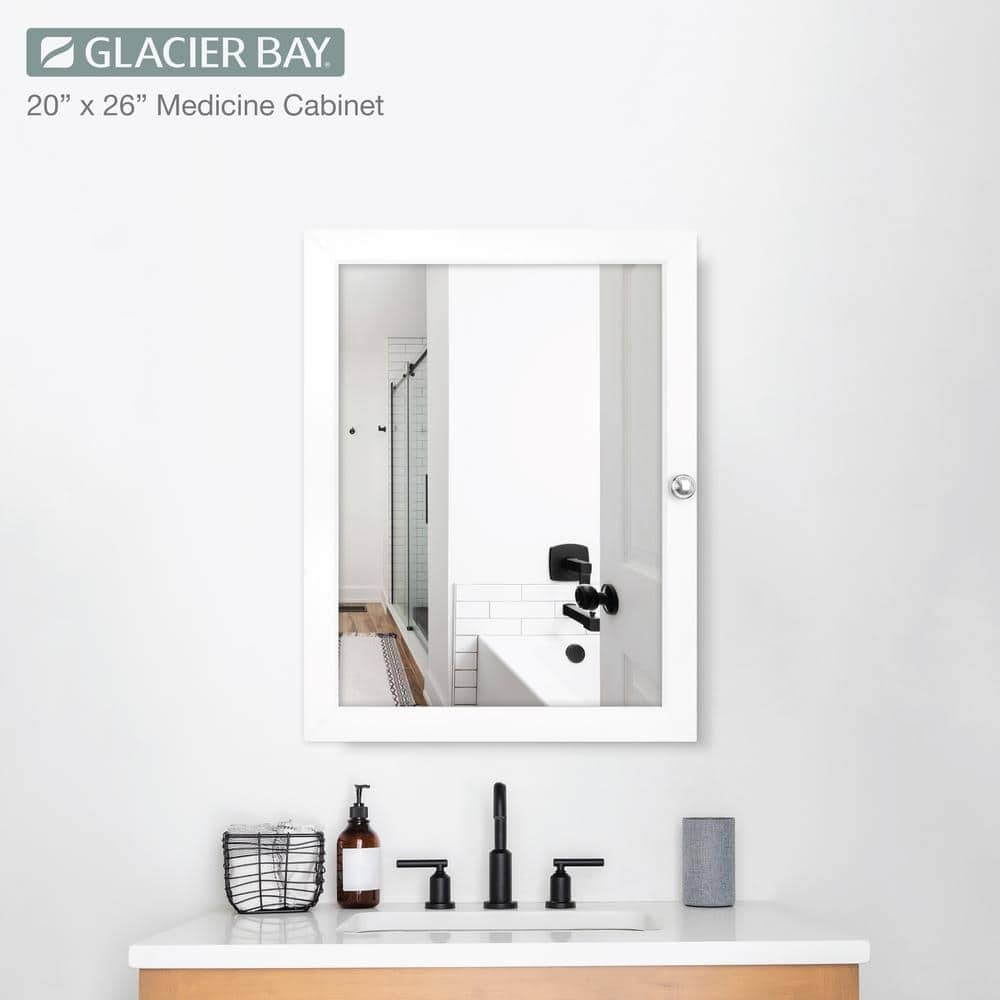 Glacier Bay 20" W x 26" H Rectangular Recessed,Surface-Mount Medicine Cabinet