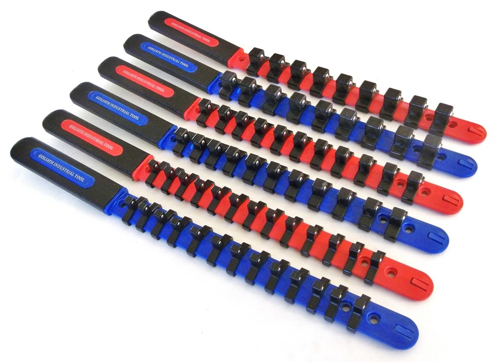 6 GOLIATH INDUSTRIAL ABS PLASTIC SOCKET RAIL RACK HOLDER ORGANIZER 1/4 3/8 1/2"